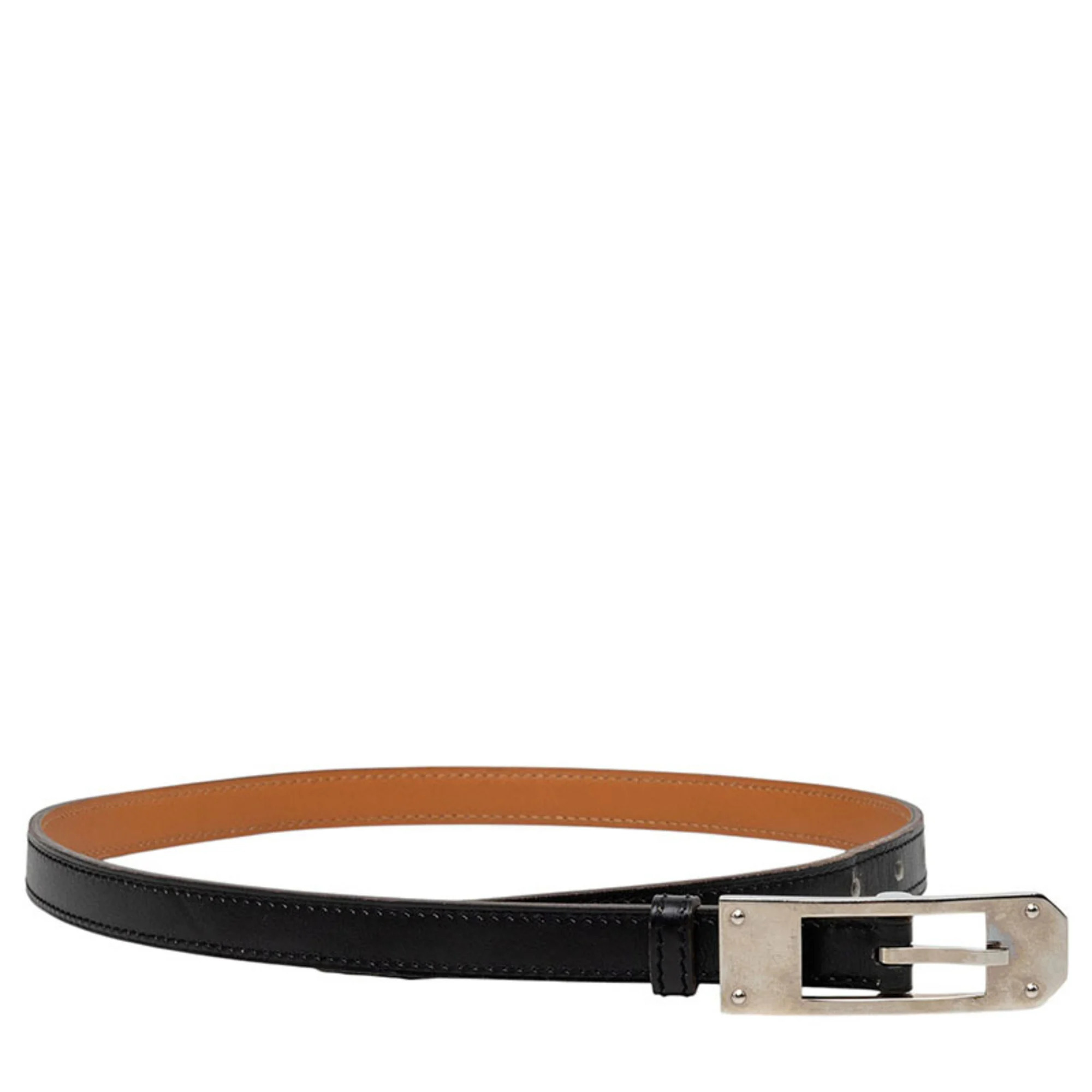 Hermes Kelly Ardion Belt, Size 65, Black/Brown Leather, Women's.